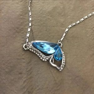 WGP Blue Swarovski Elements butterfly necklace